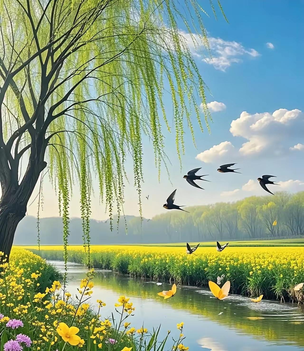 松翠云轻诗意起，
女追男至画心来。
横批：《诗意起与画心来》