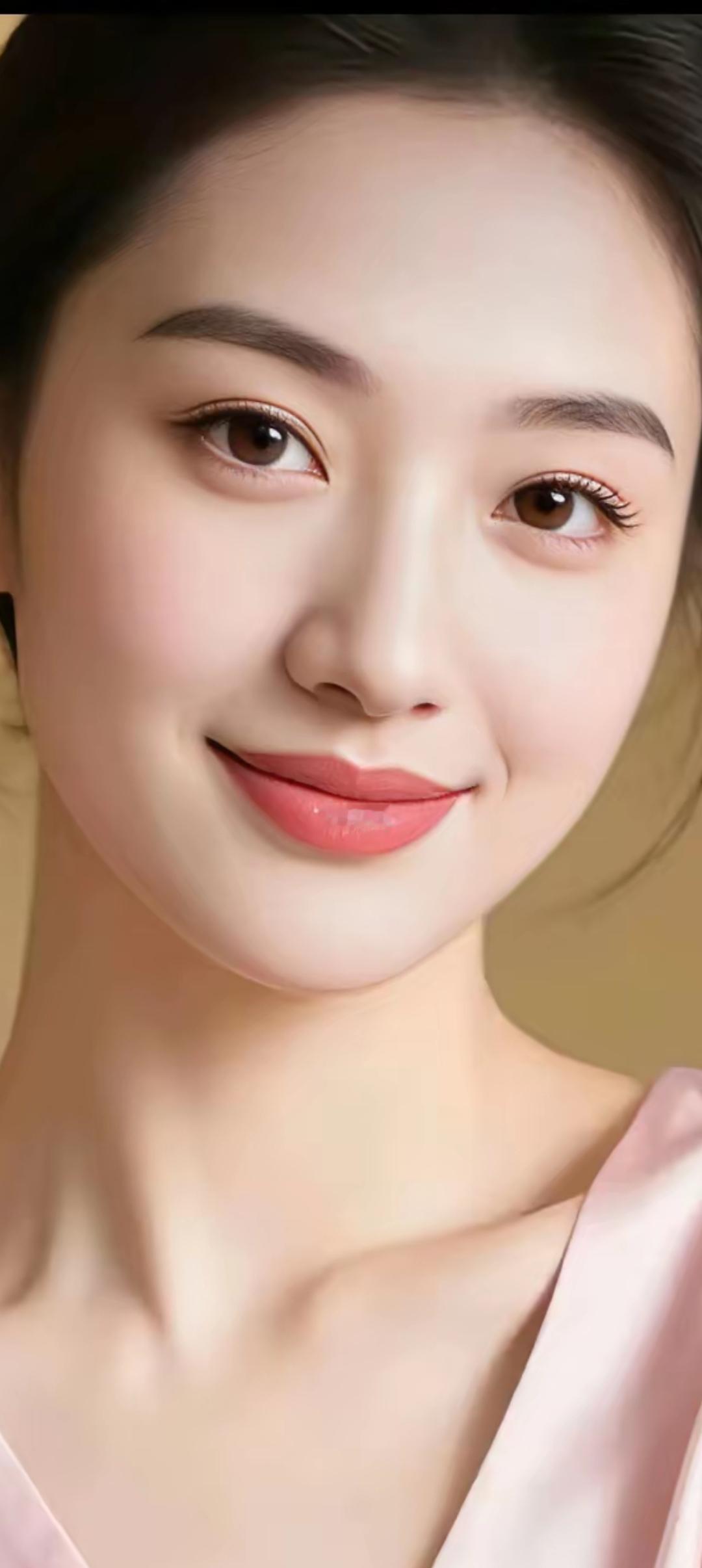 温柔甜美的微笑，粉色丝滑的裙摆，宛如春日里的花朵绽放。