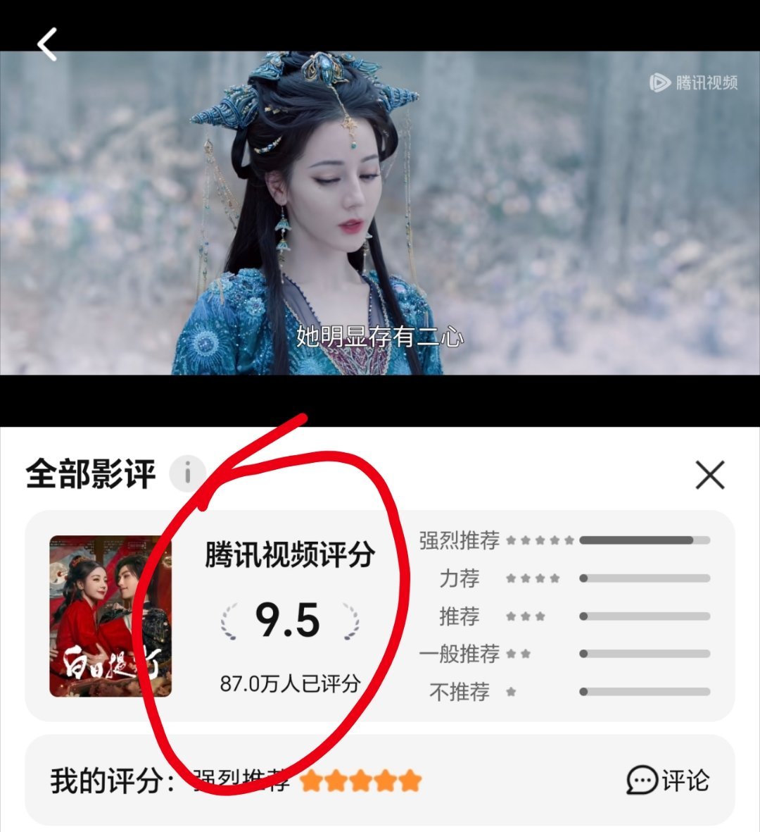 都说了别惹迪丽热巴迪丽热巴主演的《白日提灯》，🐧站内打分人数突破87万人！这怎