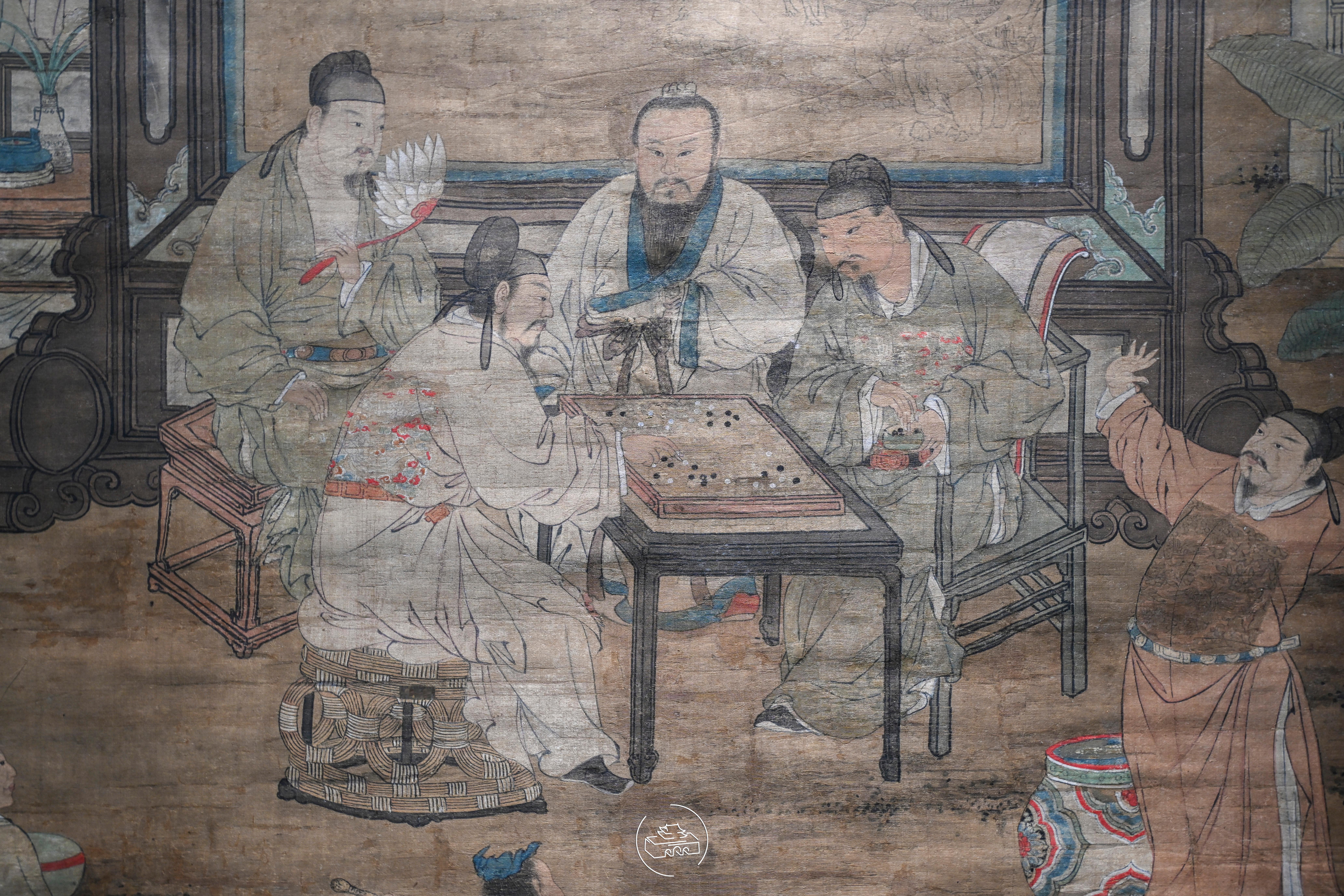 明 佚名 十八学士图屏（棋图）绢本设色 庄长江、庄良友捐赠 上海博物馆藏融古烁新