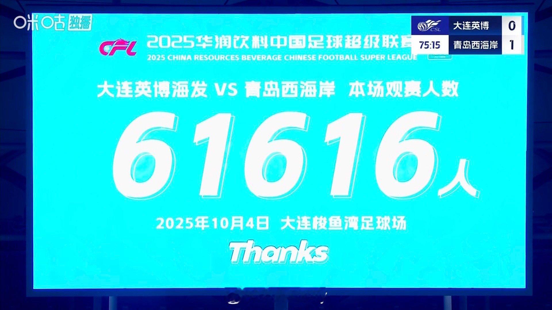 2025赛季中超第23轮补赛大连英博对阵青岛西海岸的比赛，大连梭鱼湾足球场现场球