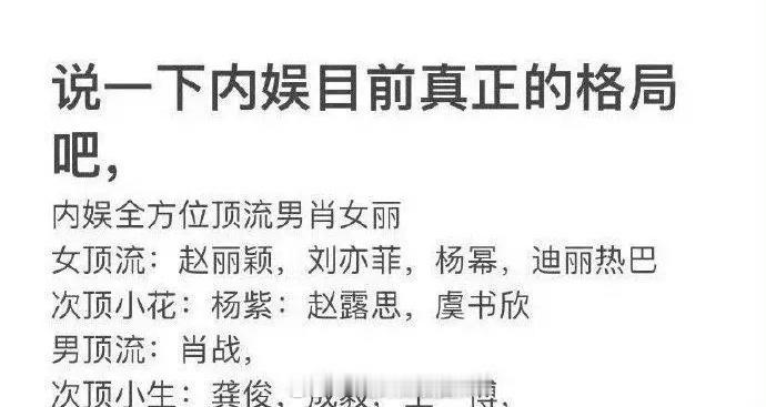 内娱流量明星格局盘点，符合你的观感吗？ 