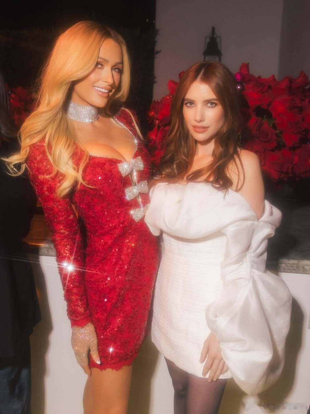 帕丽斯希尔顿分享不灵不灵的圣诞派对照，和Emma Roberts艾玛罗伯茨还有K