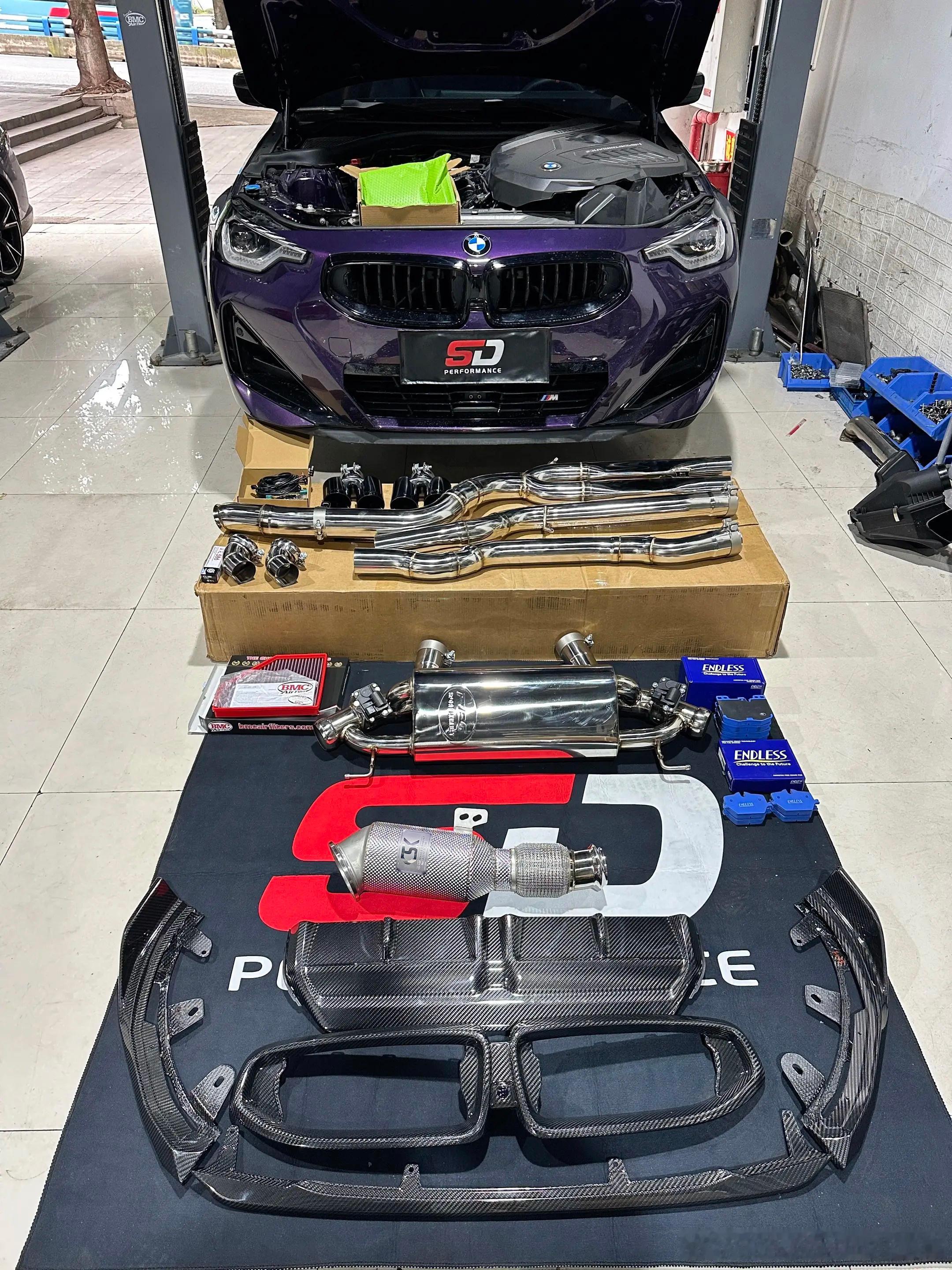 宝马M240i g42 升级csk隔热头段200目搭配RES中尾段阀门排气 