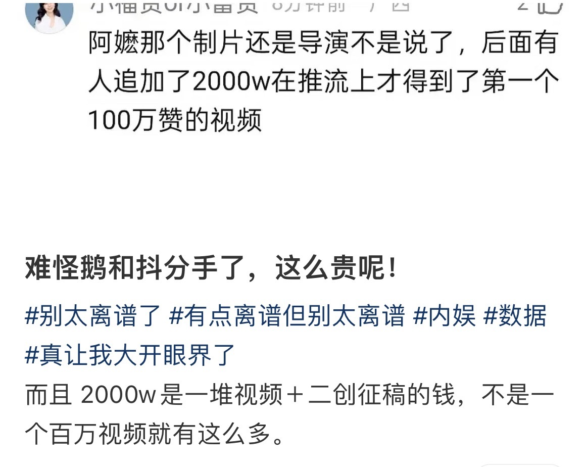 所以好多艺人搞抽象跳手势舞，几百万赞，不是他们有多红，跳得有多好，而是花钱推流砸