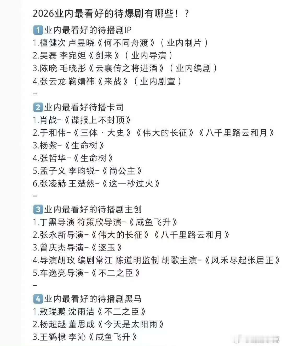 业内看好的2026年待爆剧2026年业内看好的待爆剧业内看好的待爆剧，有你喜欢的