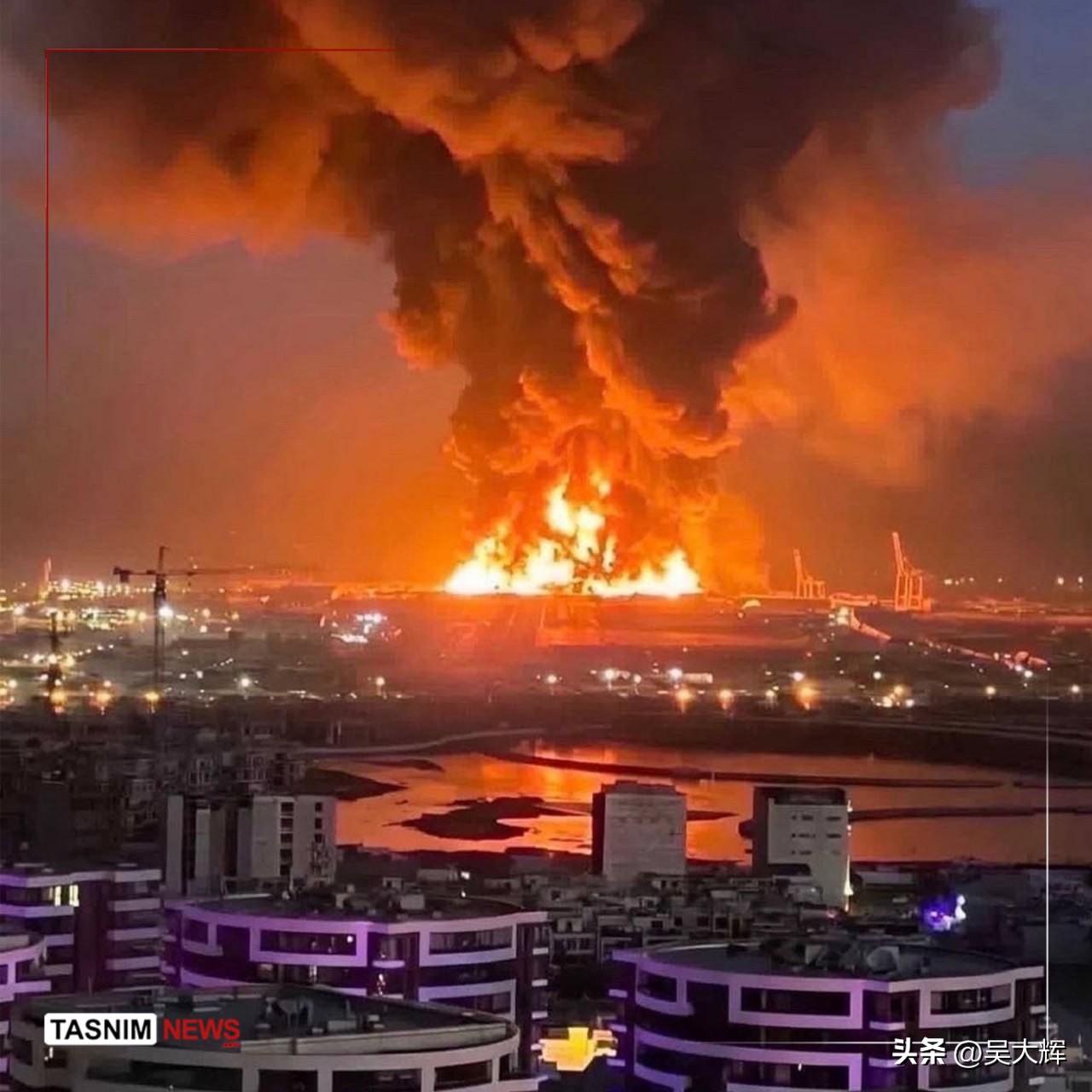 塔斯尼姆通讯社发布了伊拉克埃尔比勒市美国基地发生猛烈火灾的画面。已确认至少有4处