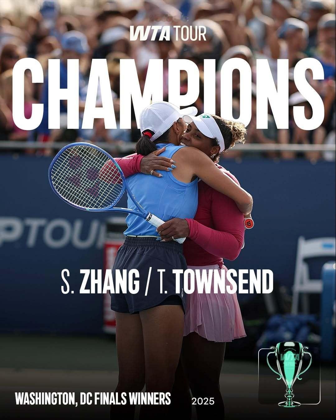 张帅/汤森德双打夺冠🏆WTA500华盛顿站双打决赛，2号种子张帅/汤森德以6-