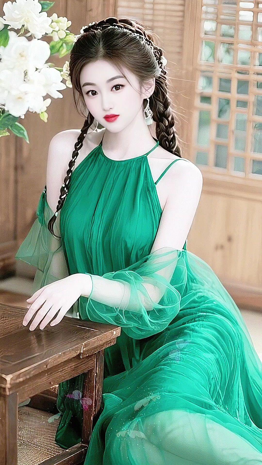 清新绿裙写真 绿裙温柔韵 清纯甜美 优雅气质 温柔风