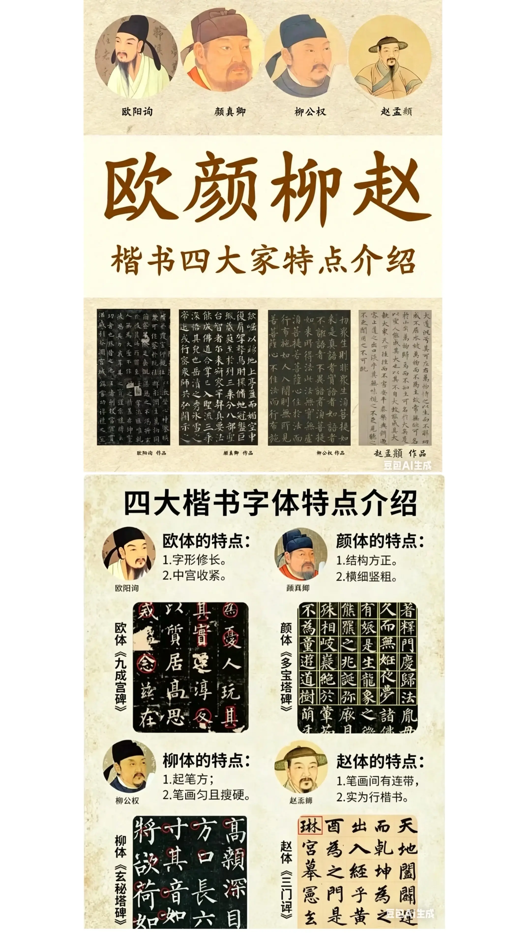 了解一下楷书四大家😊。