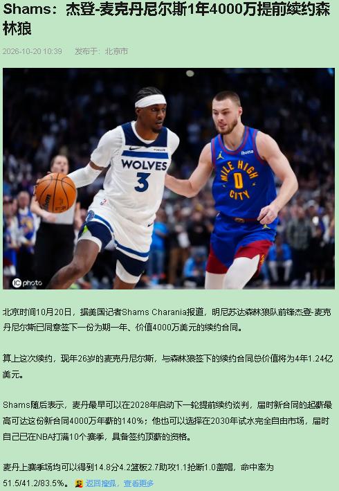 麦丹配不配四千万？

不配谈“值不值”，因为这笔钱买的从来不是2026年的麦丹，