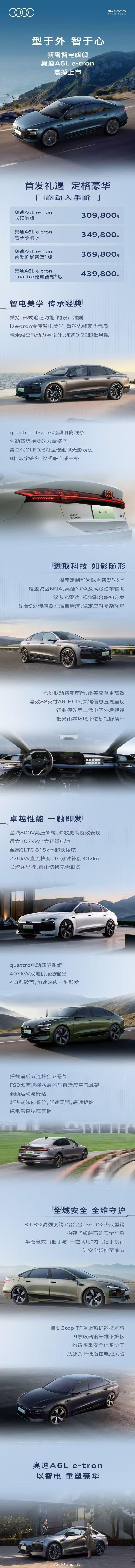 一汽奥迪智电科技日，新款A6L e-tron、Q6L e-tron联袂上市。A6