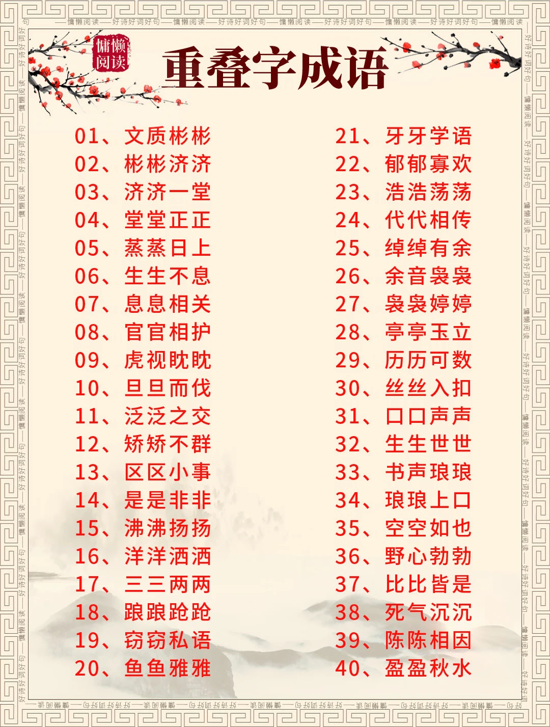 好玩又涨知识｜100个重叠字成语接龙合集