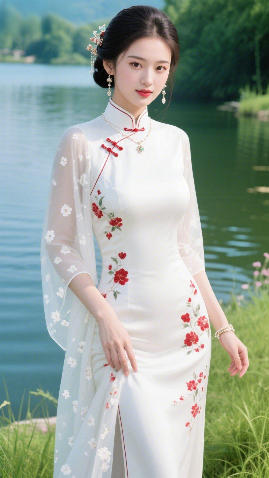 碧湖春晴
 
晴光漫染碧湖平，远岫含烟入画清。
波面无痕凝镜色，堤边有翠缀芳英。