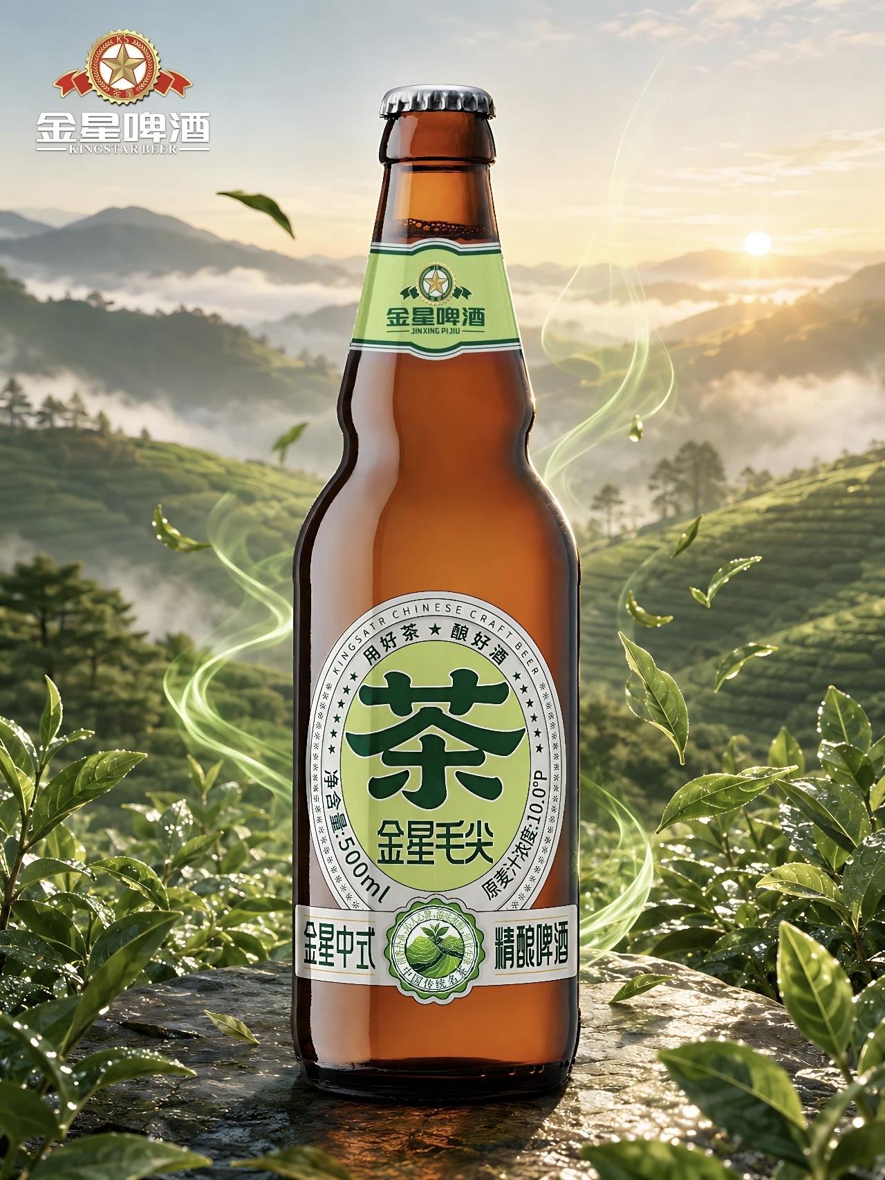 金星中式精酿啤酒上新！金星毛尖茶，全新包装，全新规格，500ml，不变的是茶香酒