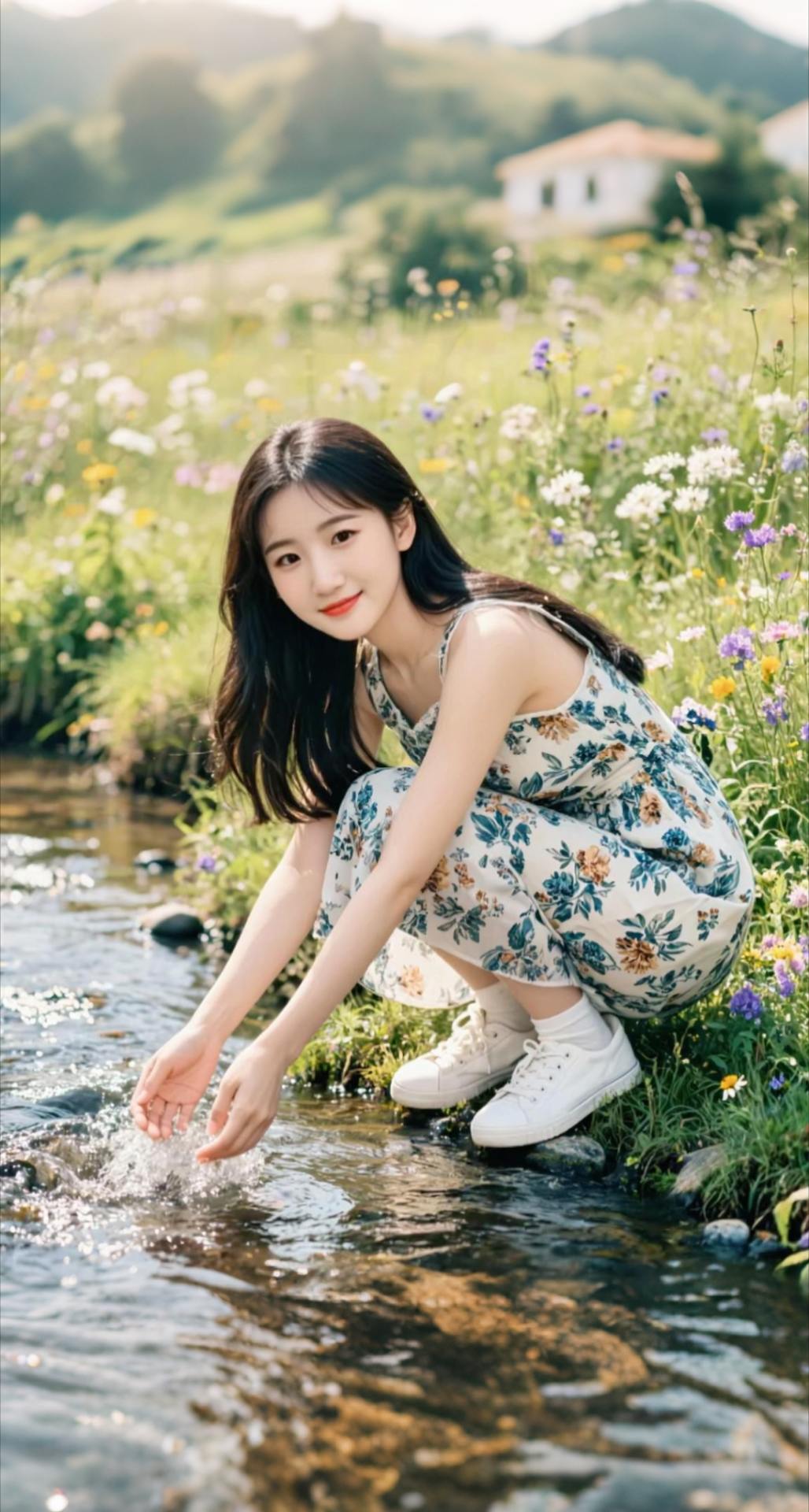 AI扩图 AI藏蓝溪边大片