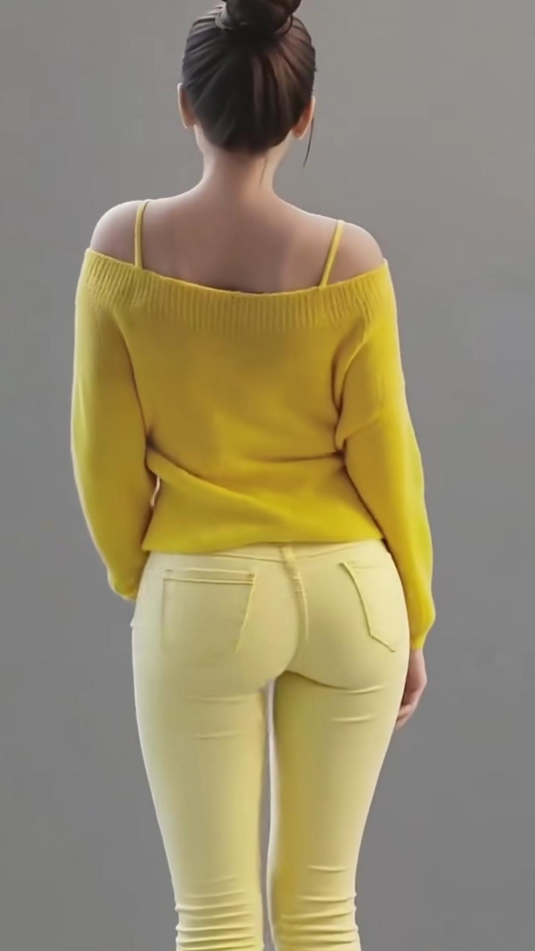 黄色上衣搭配同色系牛仔裤，简约又时尚，回头率超高！💛👗👖