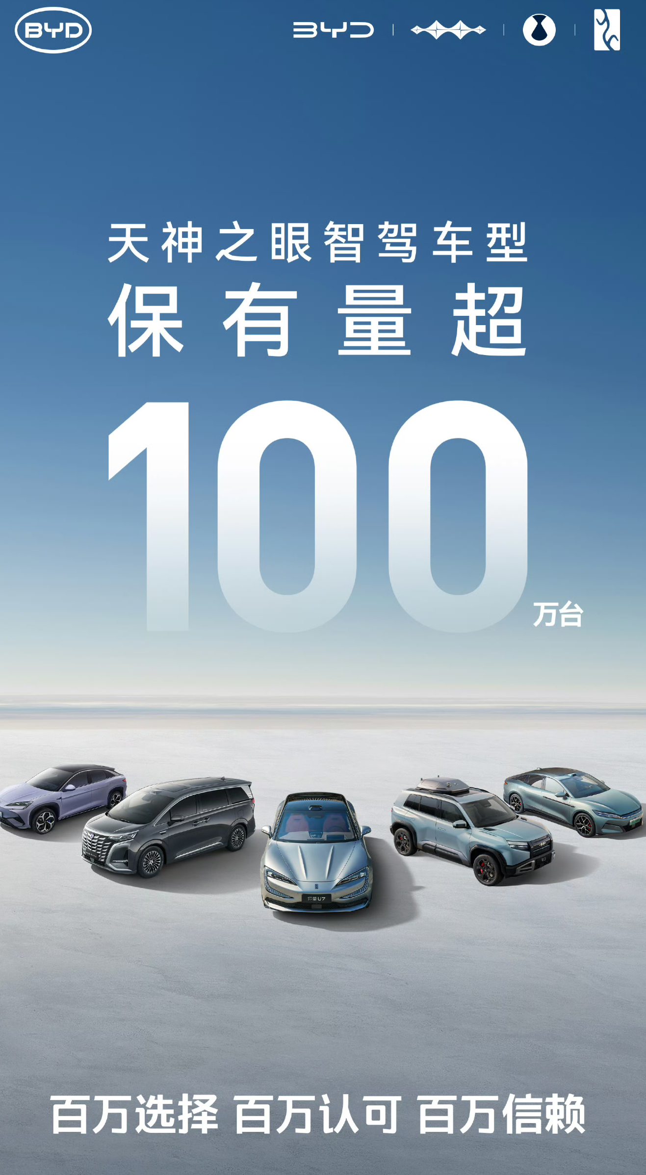 比亚迪 自从比亚迪宣布全系车型搭载天神之眼智驾之后，截止目前智驾车型保有量超10