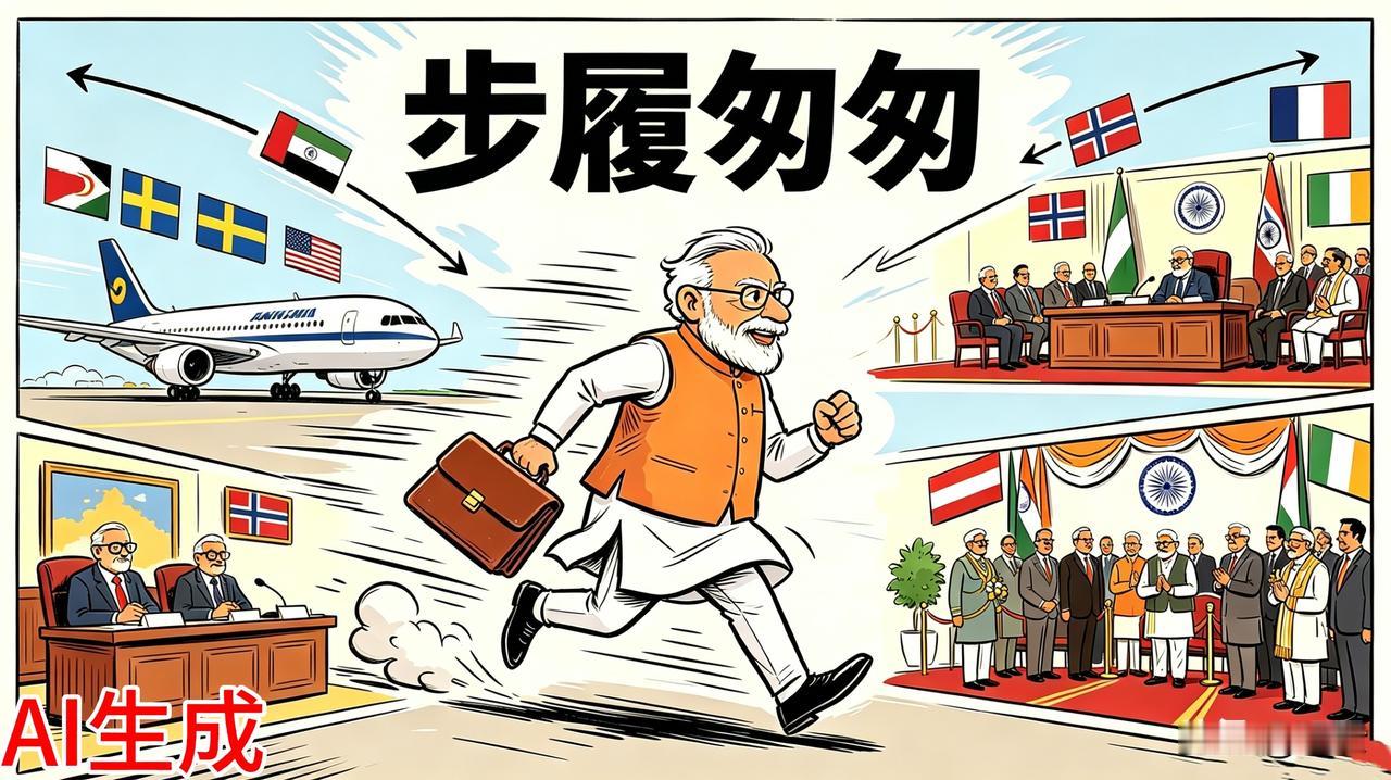 【“门庭若市”与“步履匆匆”】
看到一个又一个国家来访中国，莫迪急了！
咋不来印