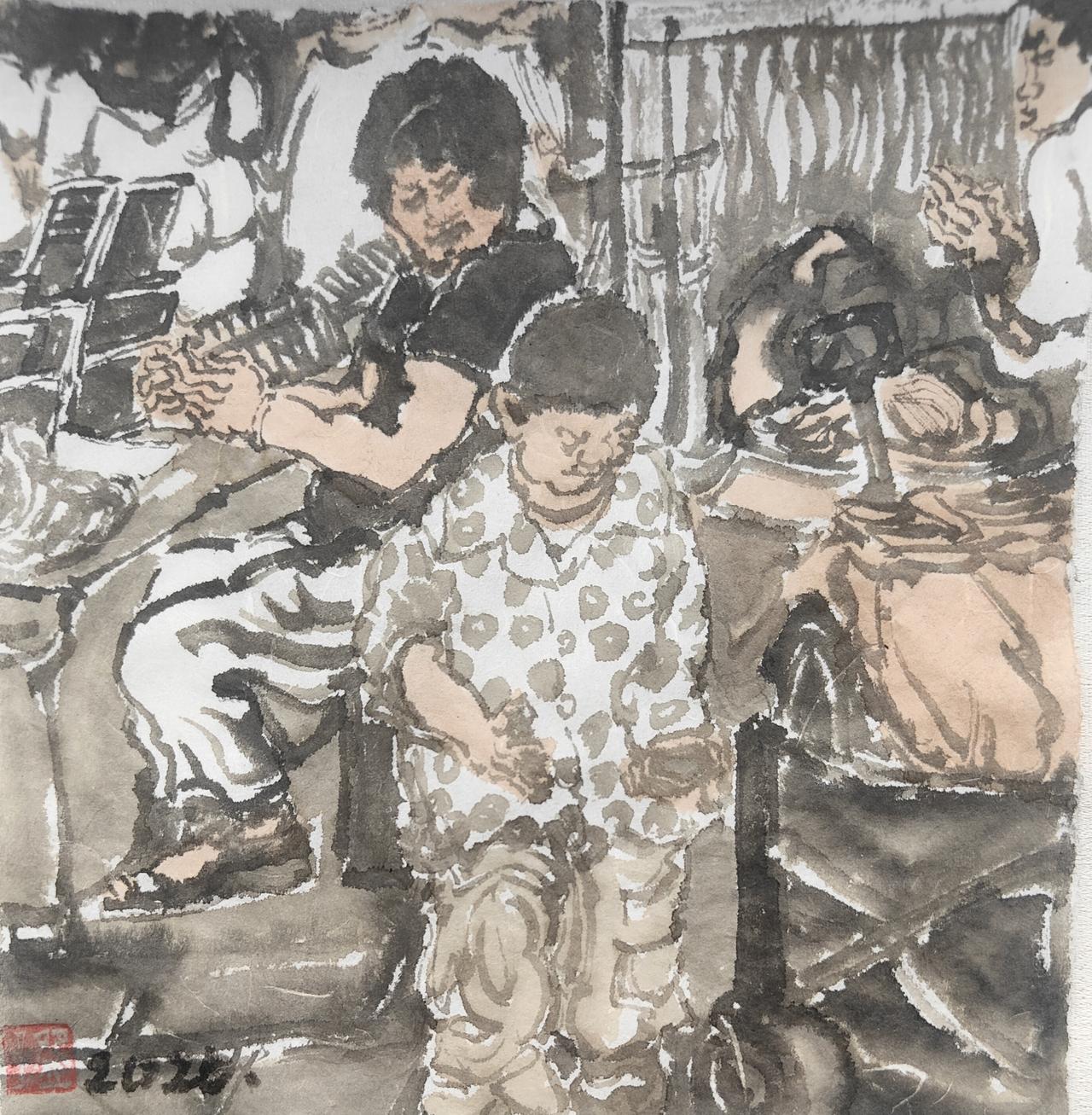 碗子的纸片水墨《步行街No14》