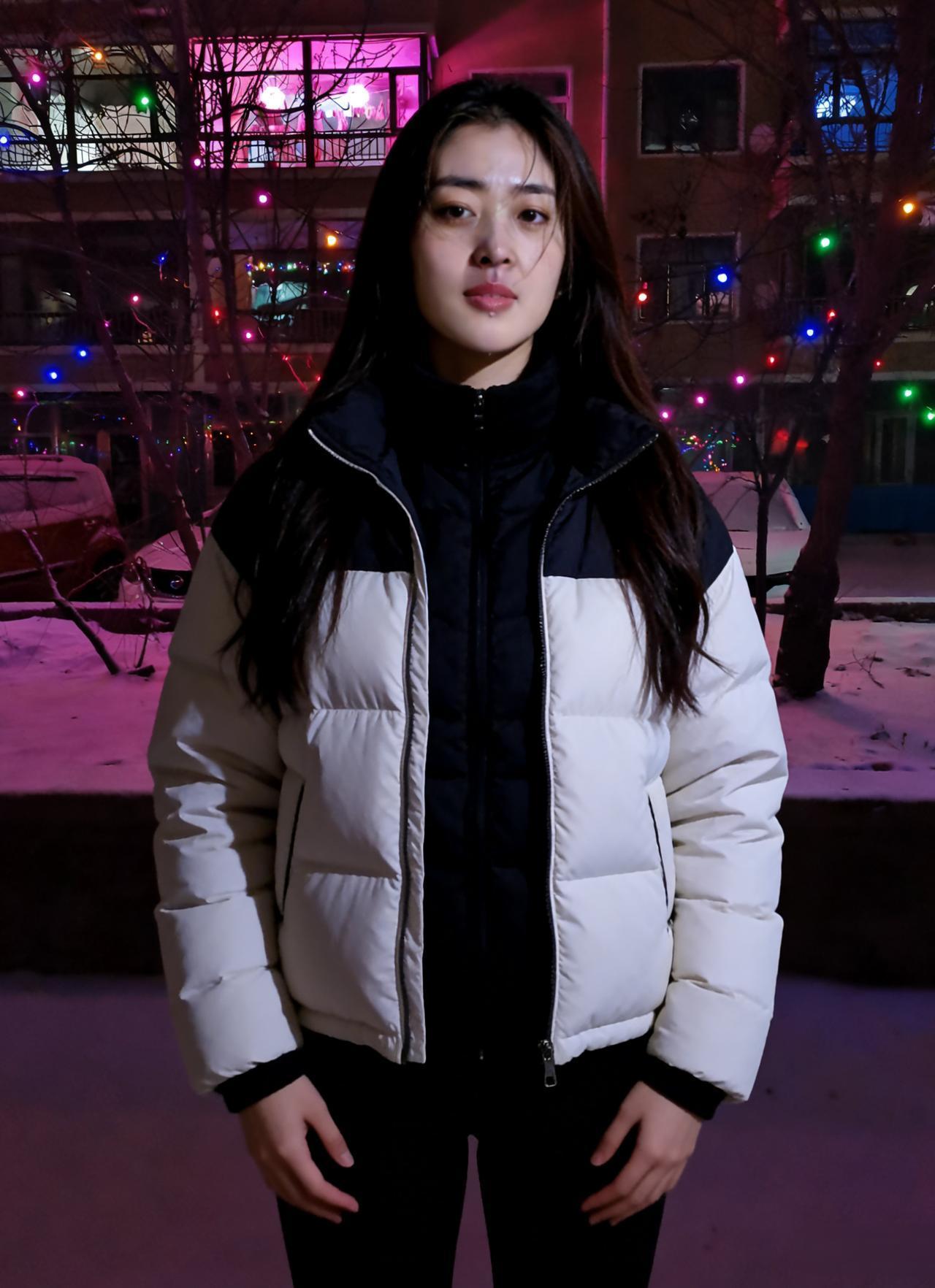 琼枝悬彩焰，玉貌映清光。
伫立风雪里，悠然带暗香。