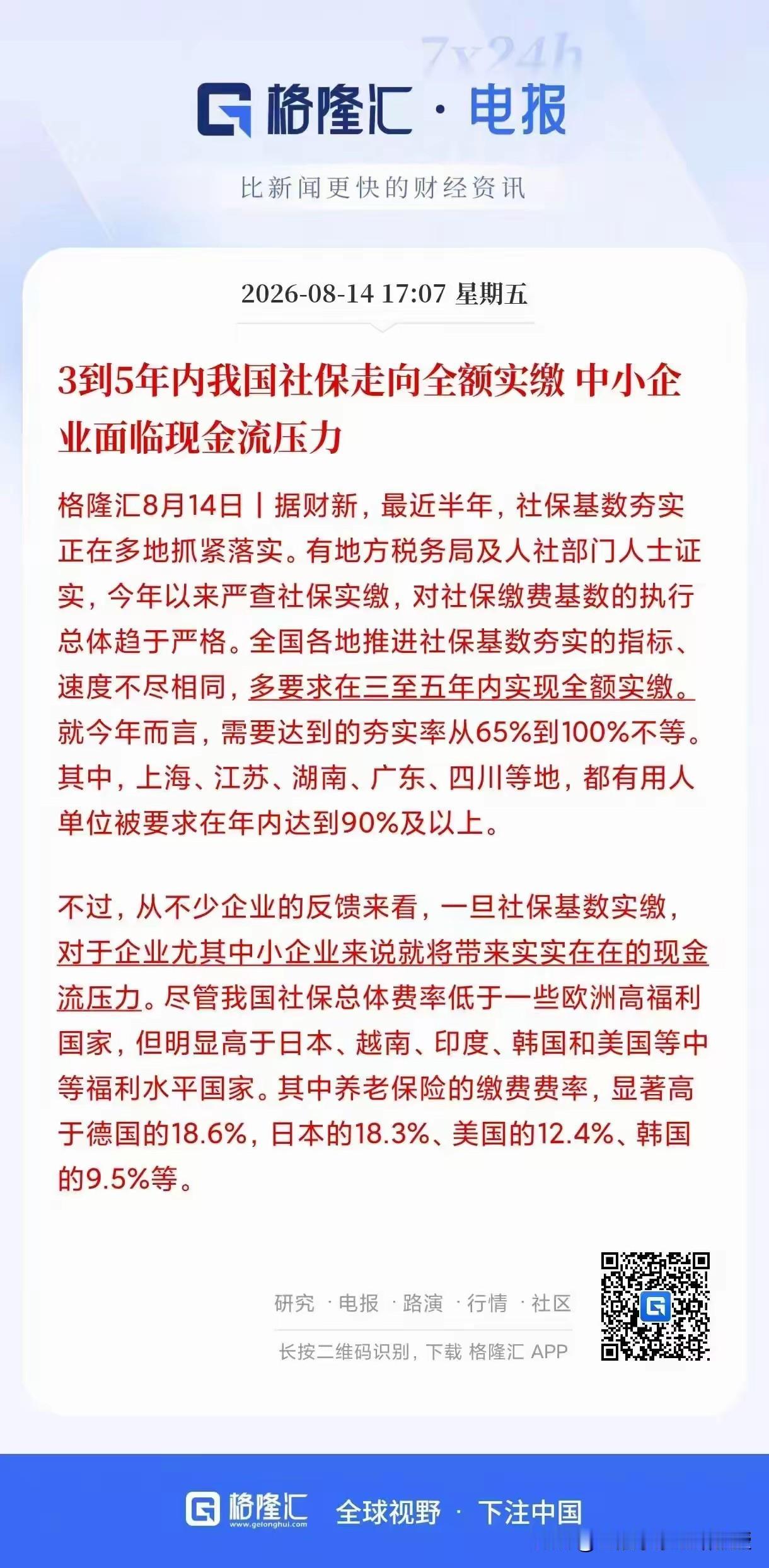 社保全额实缴来了，3‑5年过渡期，企业真实成本会增加多少？我们来算一笔账。
 