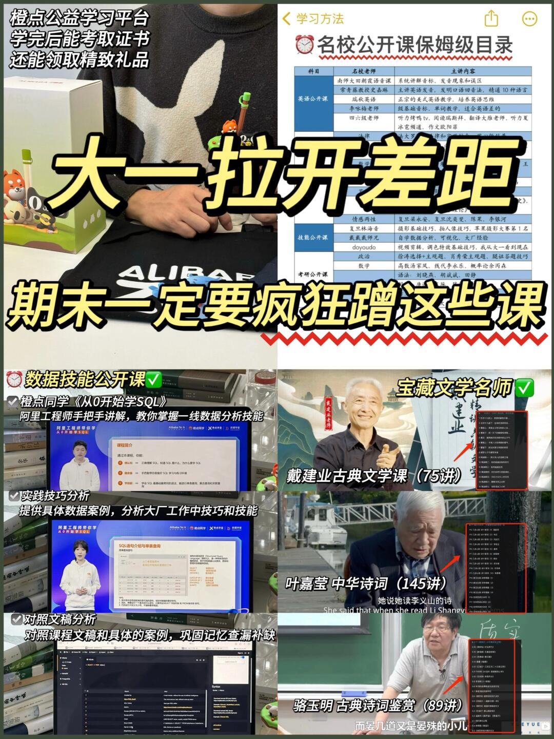 大一拉开差距，期末一定要疯狂蹭这些公开课