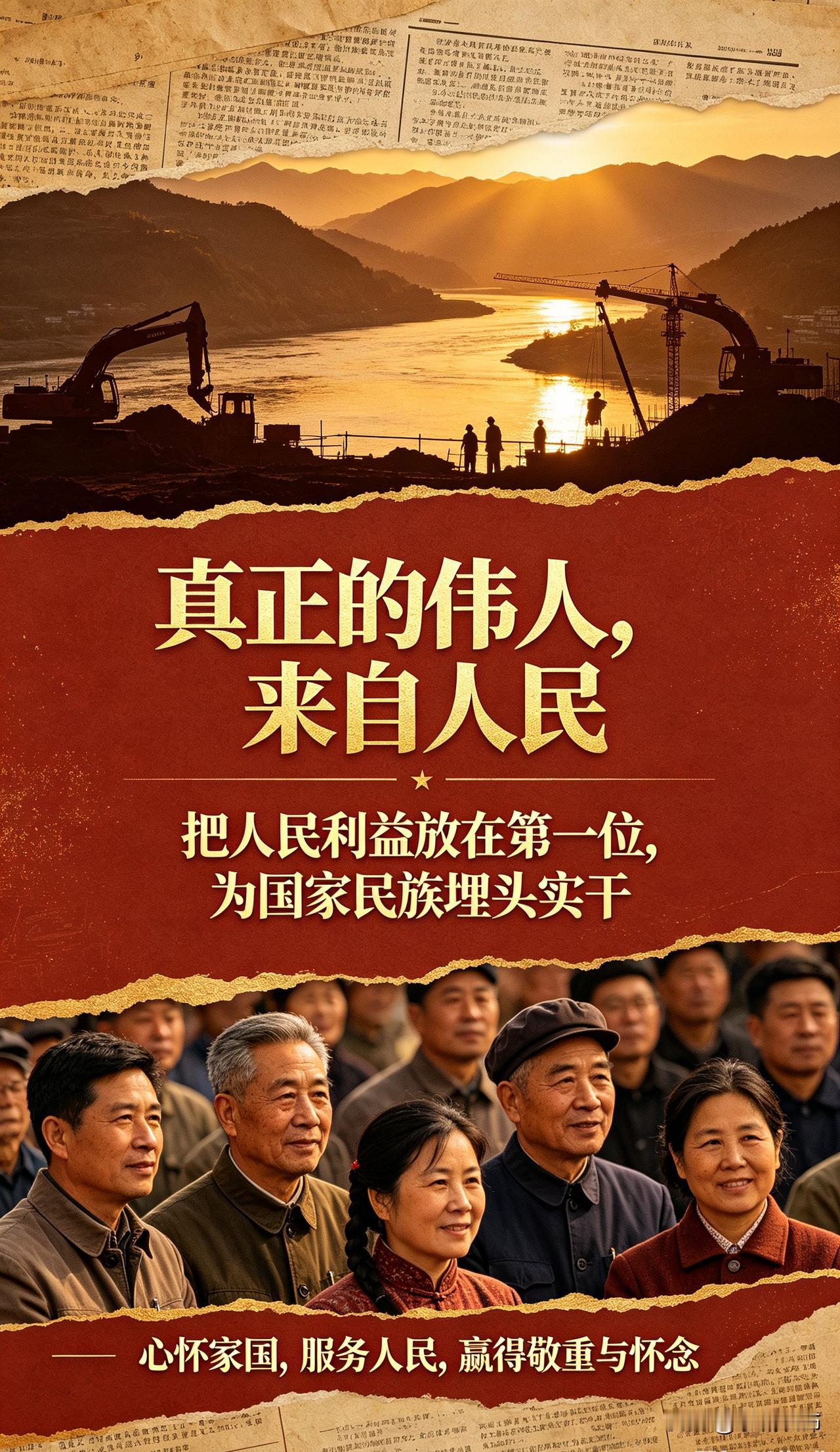 真正人民心中的伟人，心里装着普通百姓，把人民利益放在第一位，为国家民族埋头实干，