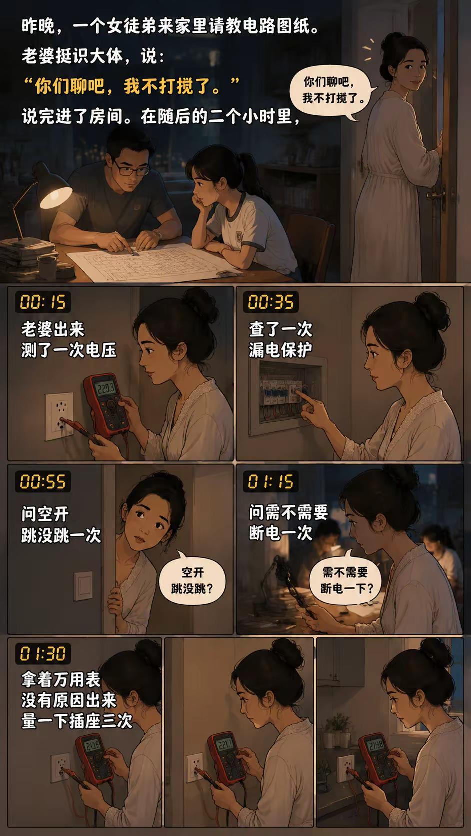 电工师傅们，千万别让女徒弟上门请教电路图。真实生活记录