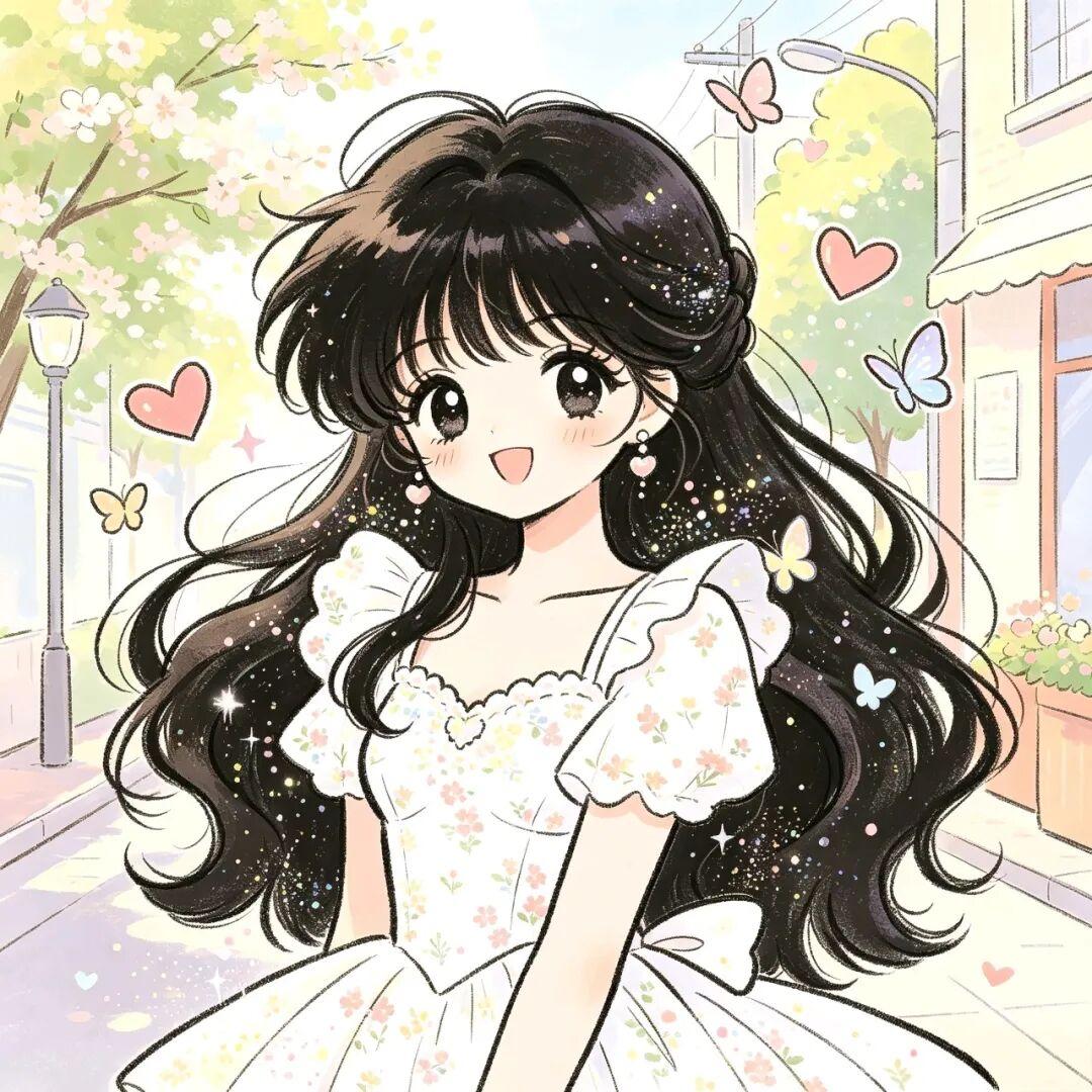 女生头像｜发间闪星光，裙上落春花