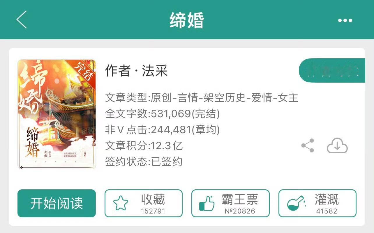 小说推荐：《缔婚》 作者:法采简评：清醒通透女主vs清贵别扭男主，先婚后爱，打脸