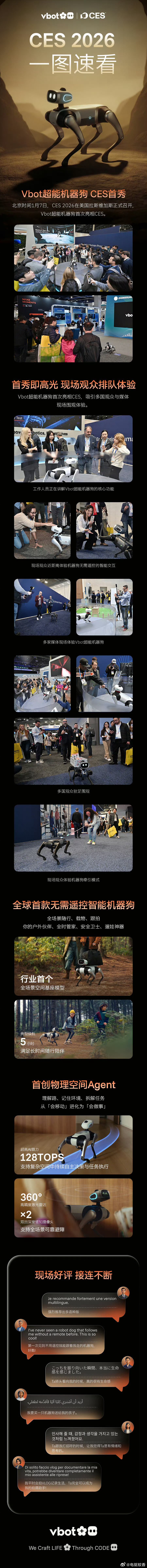 CES 2026在美国拉斯维加斯正式召开。Vbot超能机器狗首次亮相CES！
