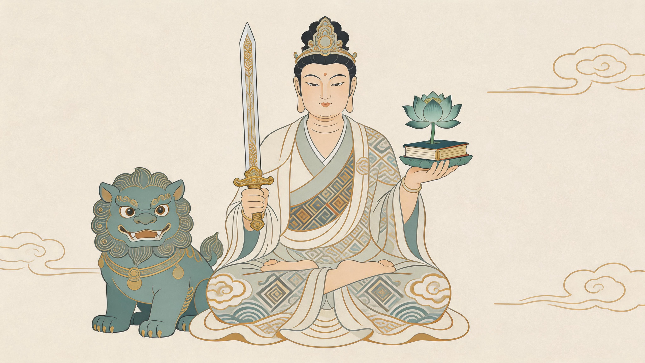 心怀虔诚，文殊赐慧，人生步步皆坦途 