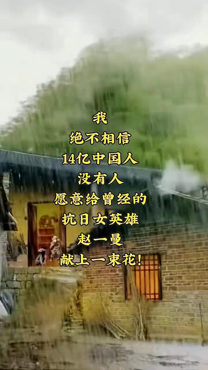 我绝不相信14亿中国人没有人愿意给曾经的抗日女英雄赵一曼献上一束花。