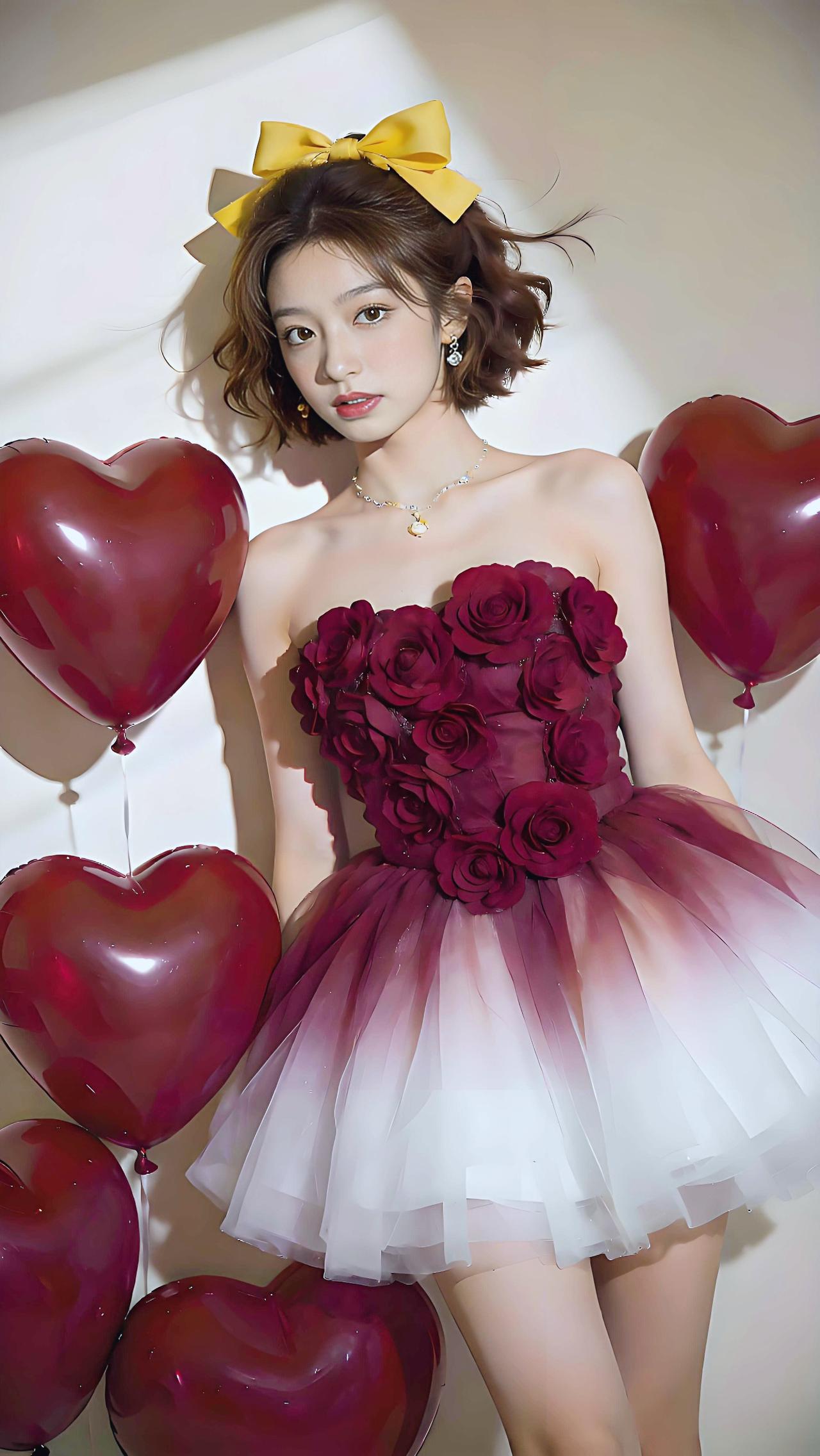 玫瑰炸裙角，黄蝶蹭发梢