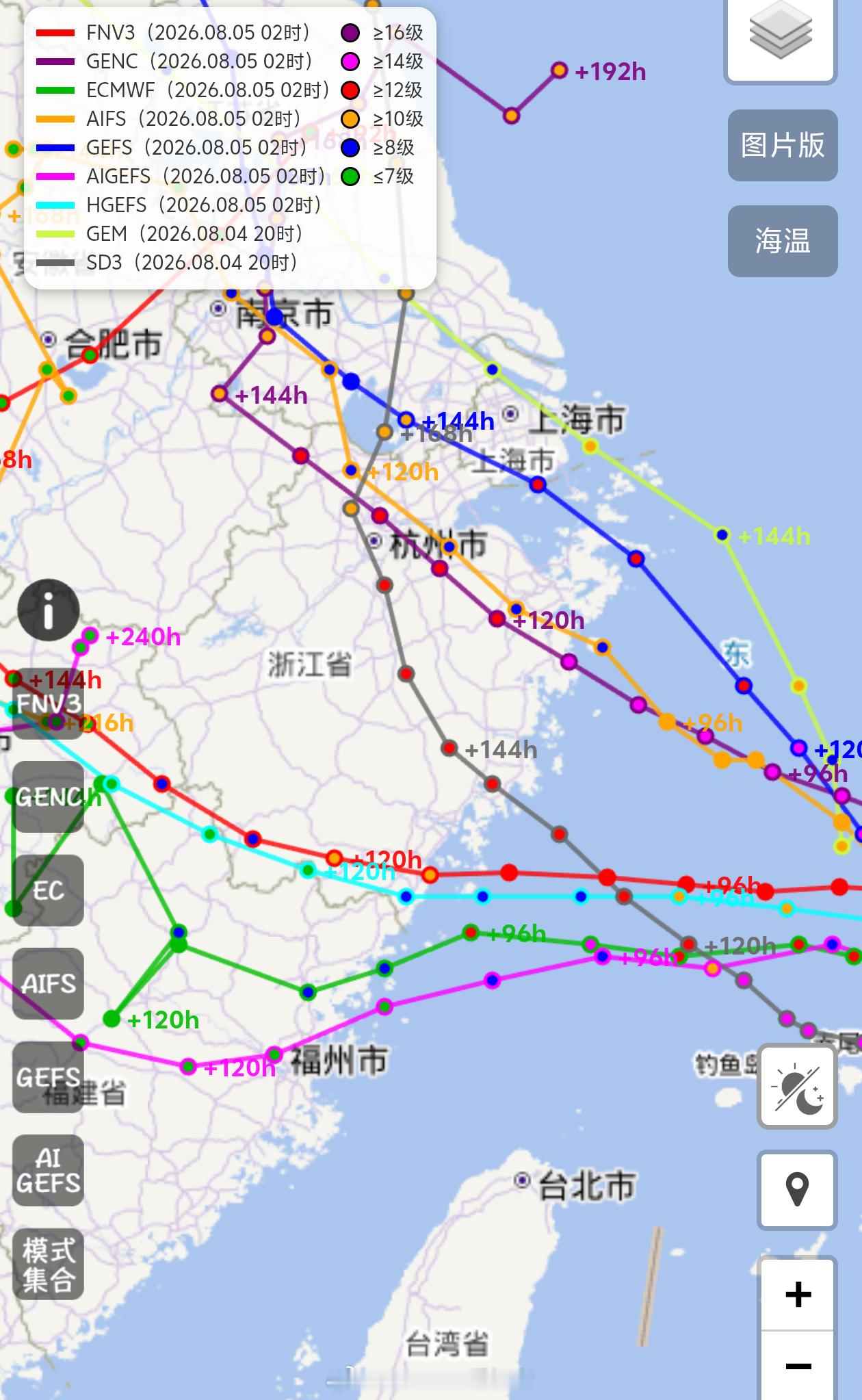 白海豚最新情况 上午的新报，主流模式已全部报出登陆我国华东，只是具体的情况还有分