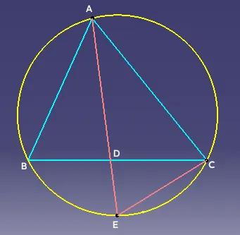 如图，△ABC中∠A的内角平分线为AD，则有：AD²=AB·AC-BD·DC。