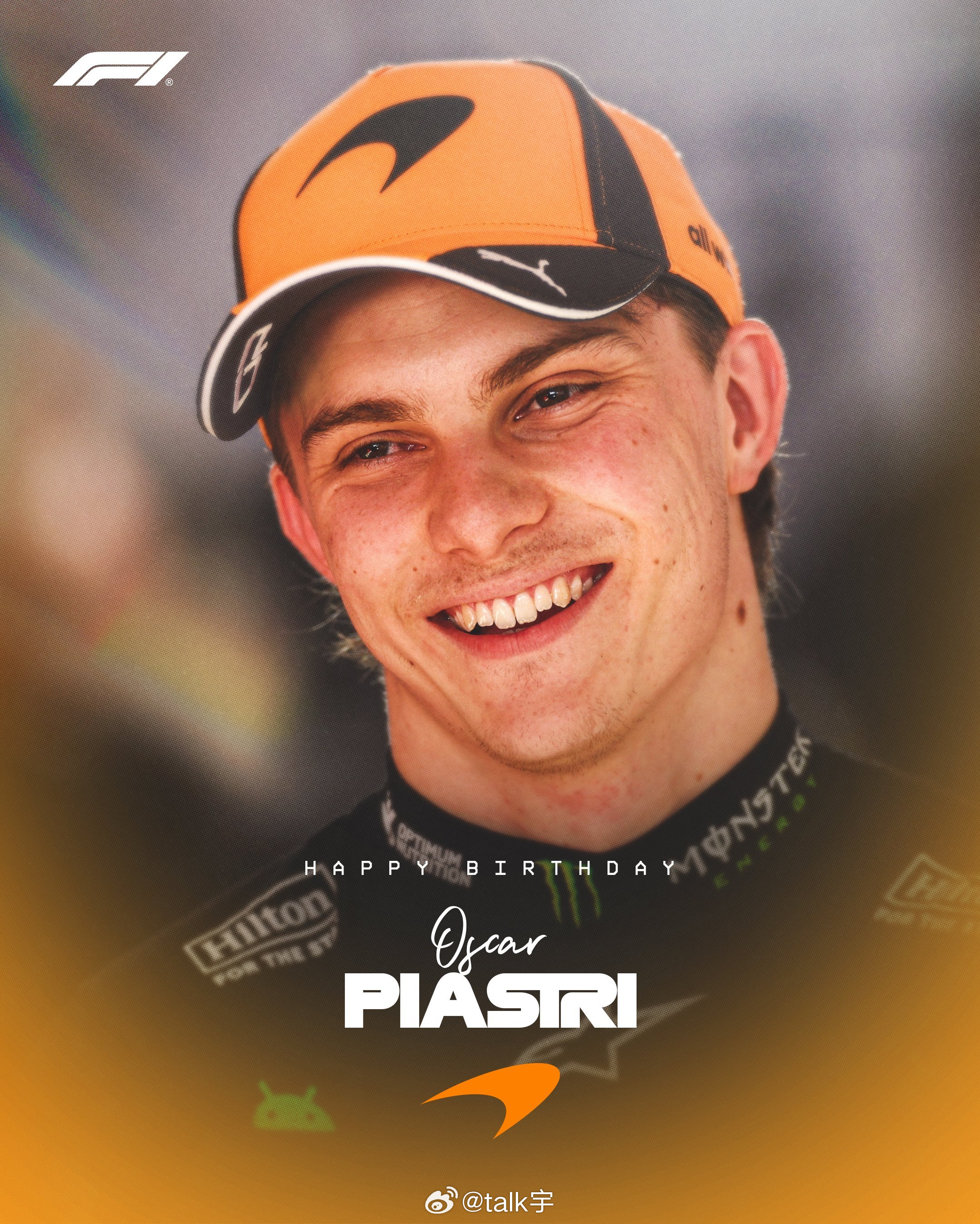 今天是迈凯轮车手，去年年度积分榜第三奥斯卡皮亚斯特里的25岁生日F1F1超话20