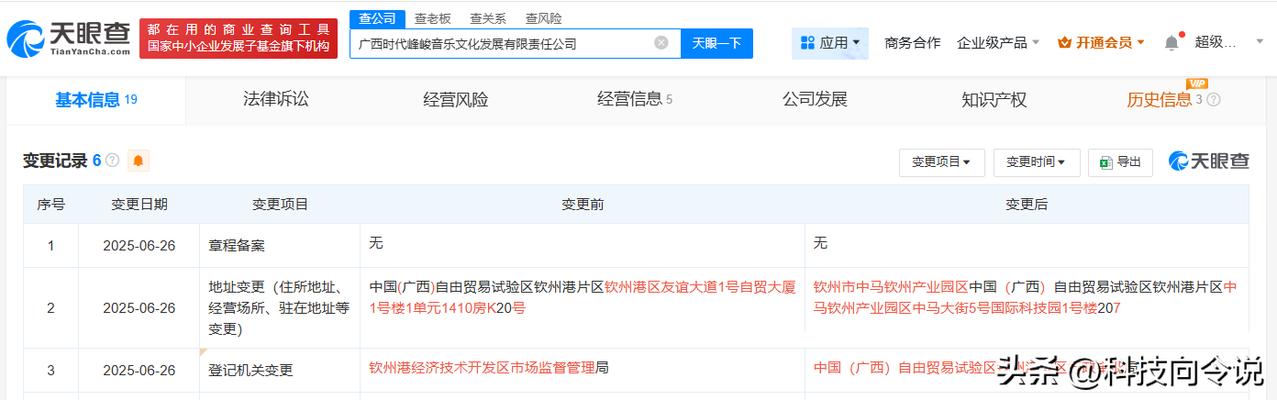 【时代峰峻广西公司地址发生变更 时代峰峻已在多地成立公司】时代峰峻成立海南新公司