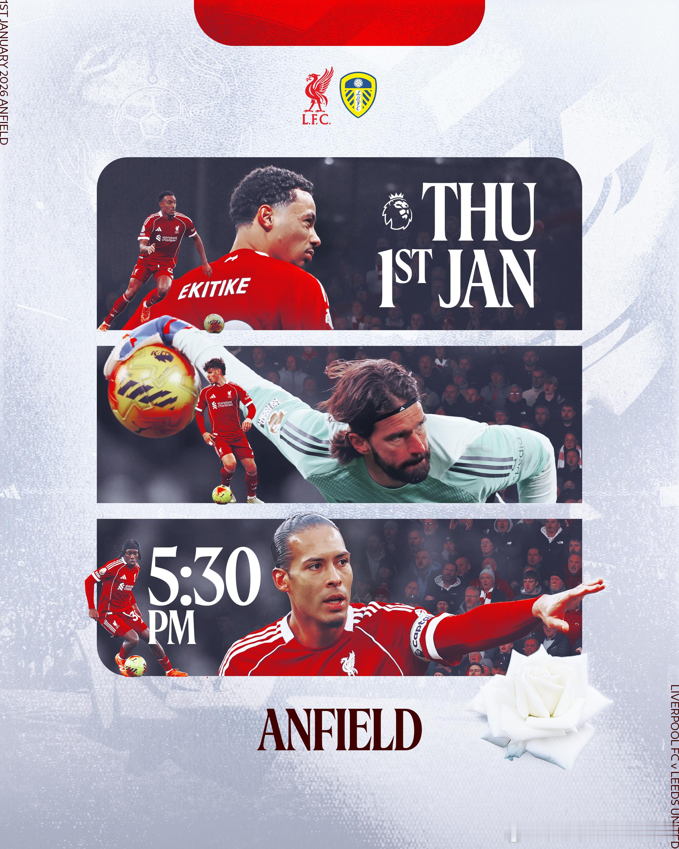 【看吗？】今晚比赛预告：1:30，利物浦vs利兹联 4:00，布伦特福德vs热刺