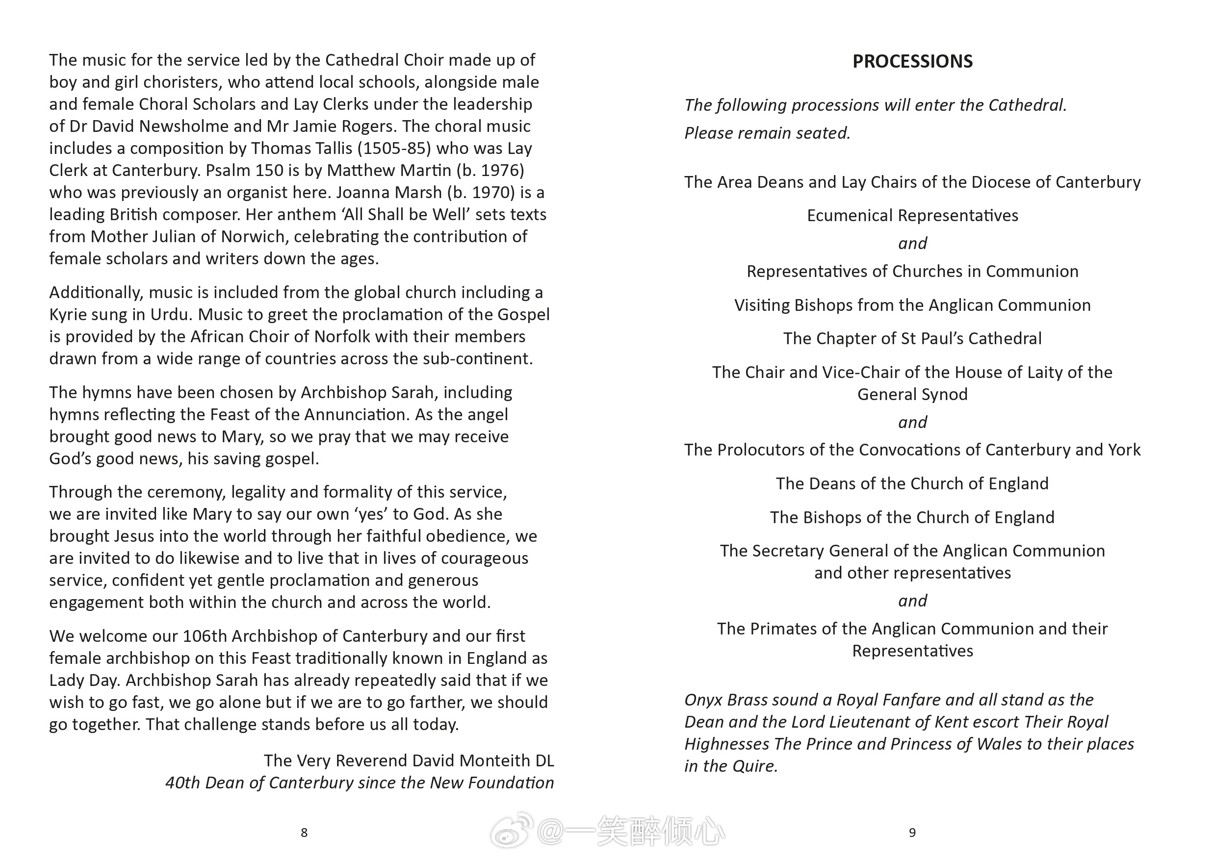 威廉王子  【摘录】当地时间今天下午三点Sarah Mullally女爵将会在坎