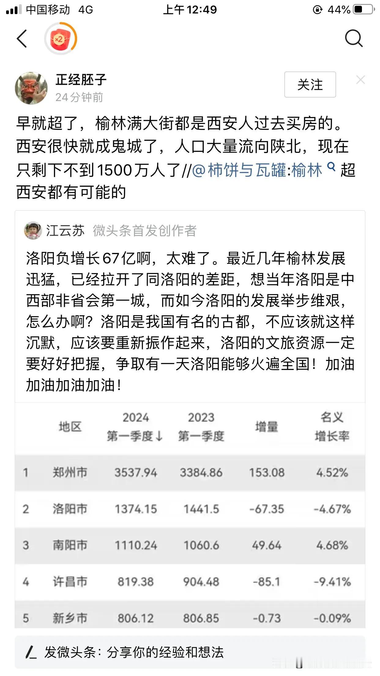 没看懂，来个看懂的解释一下，他这段话到底是啥意思？西安人全跑陕北去买房了？还有这