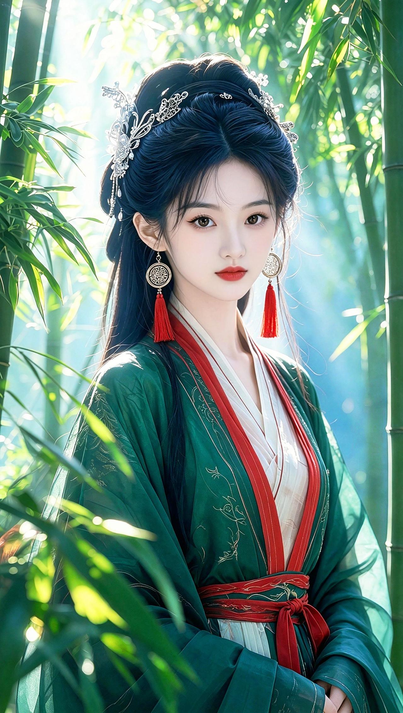 AI竹林古风汉服写真 抖音ai创作全新升级 汉服 国风古韵 清冷感