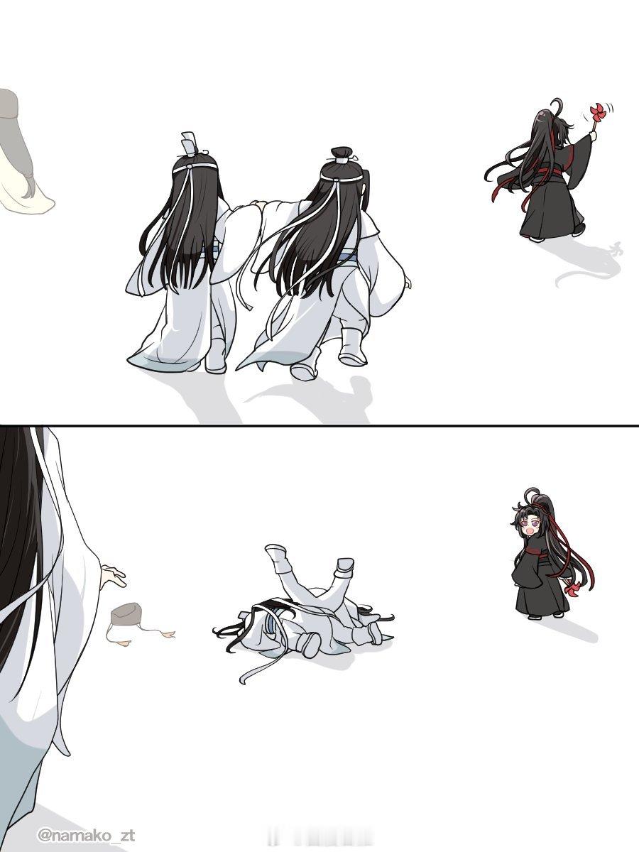 魔道祖师魔道祖师忘羡 小汪叽总是追着羡羡跑，哥哥拦都拦不住x:namako_zt