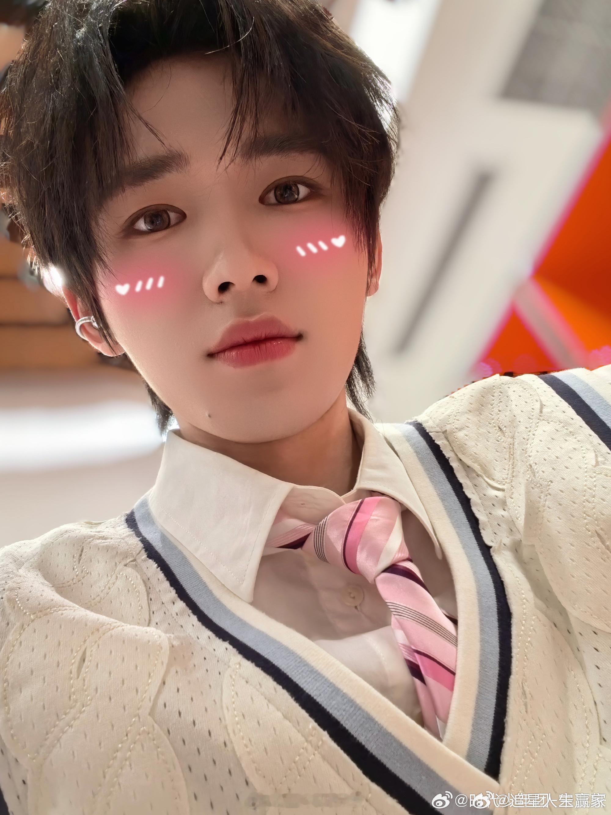 宋亚轩秀侧颜 妈呀，小宋这组自拍甜度严重超标！自己动手P的粉嫩腮红，让整张脸看起