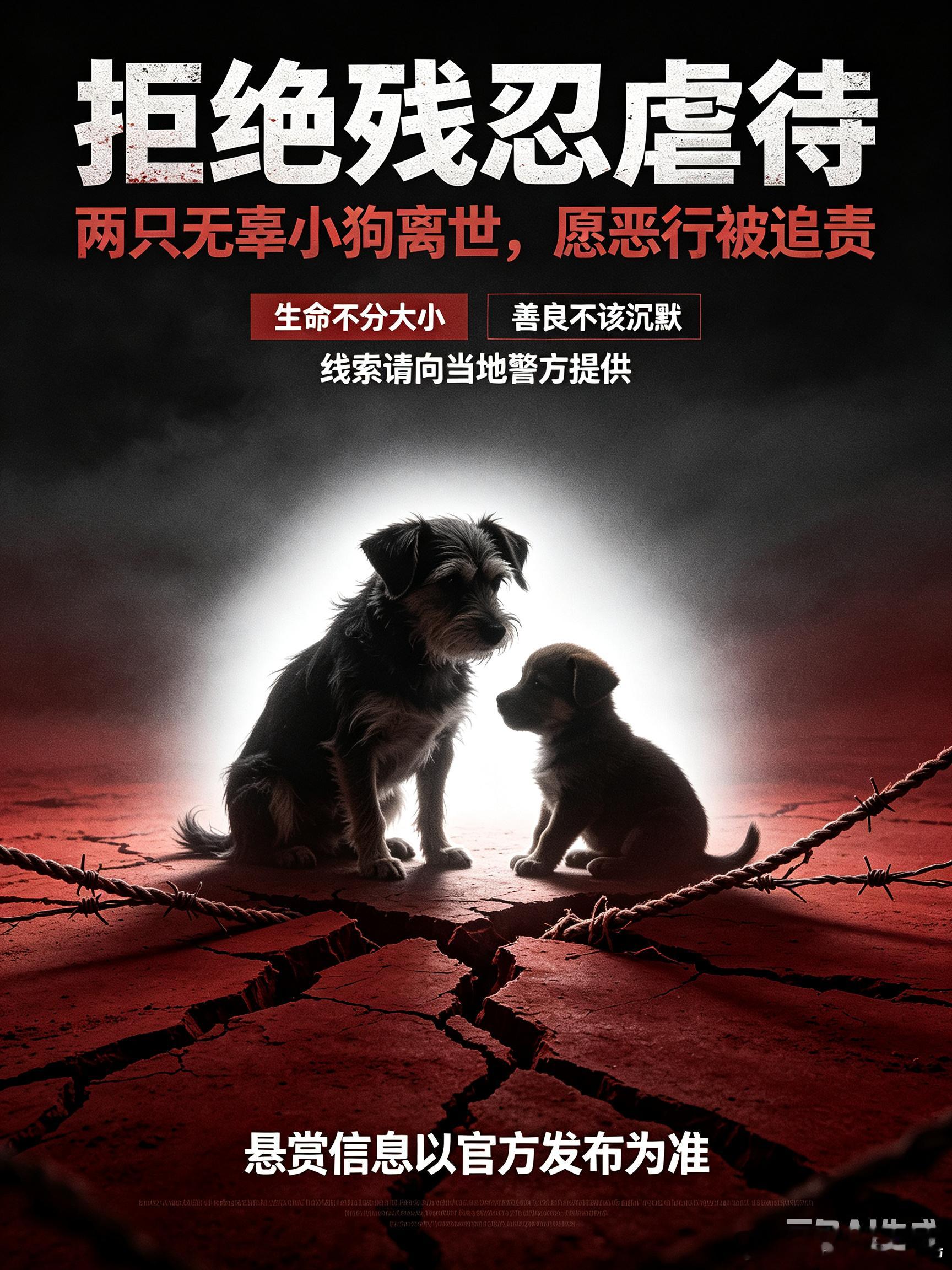两只小狗遭剥皮离世悬赏1万找虐狗者光是看到描述就令人脊背发凉，两只无辜小狗惨遭剥