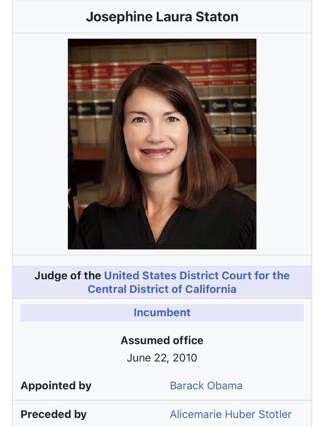 美国司法部起诉加州重新划分选区的案子，被随机分配给了Josephine L. S