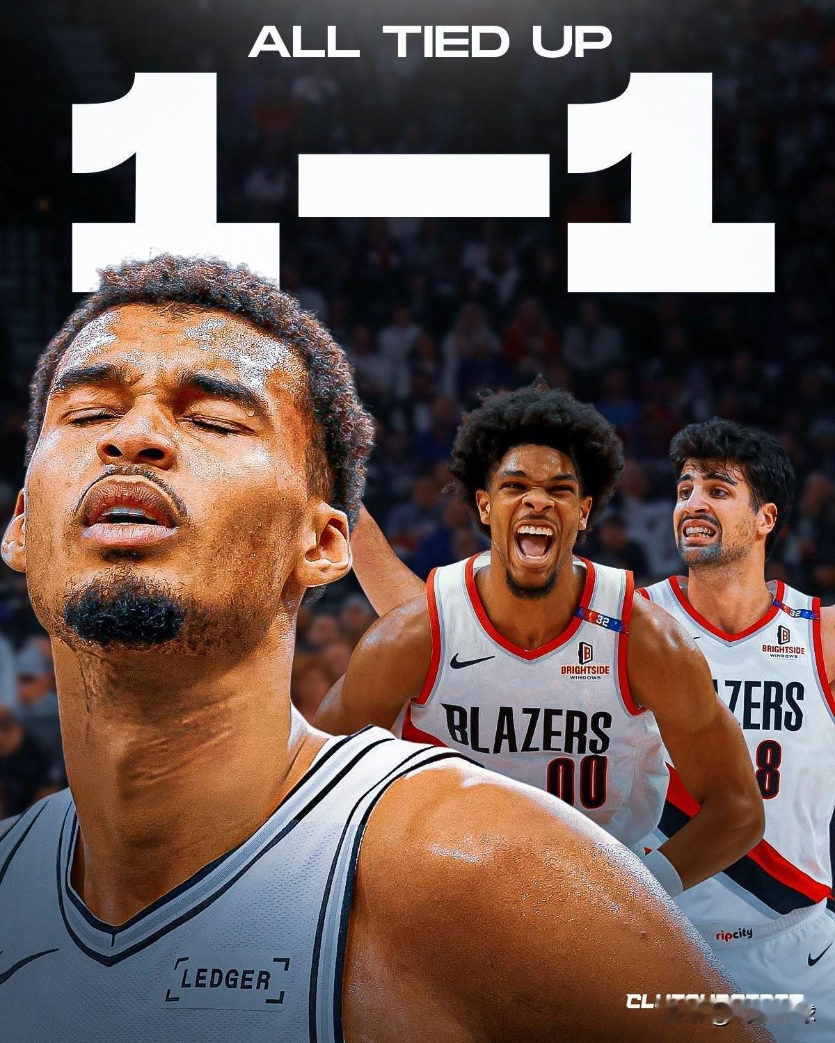 季后赛G2，马刺主场103-106不敌开拓者，系列赛被扳为1比1平。
马刺少了主