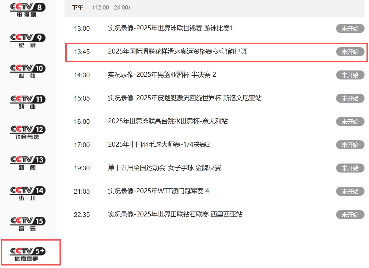 CCTV5直播花滑落选赛，CCTV5+直播冰舞SD，CCTV5直播双人SP，奥运