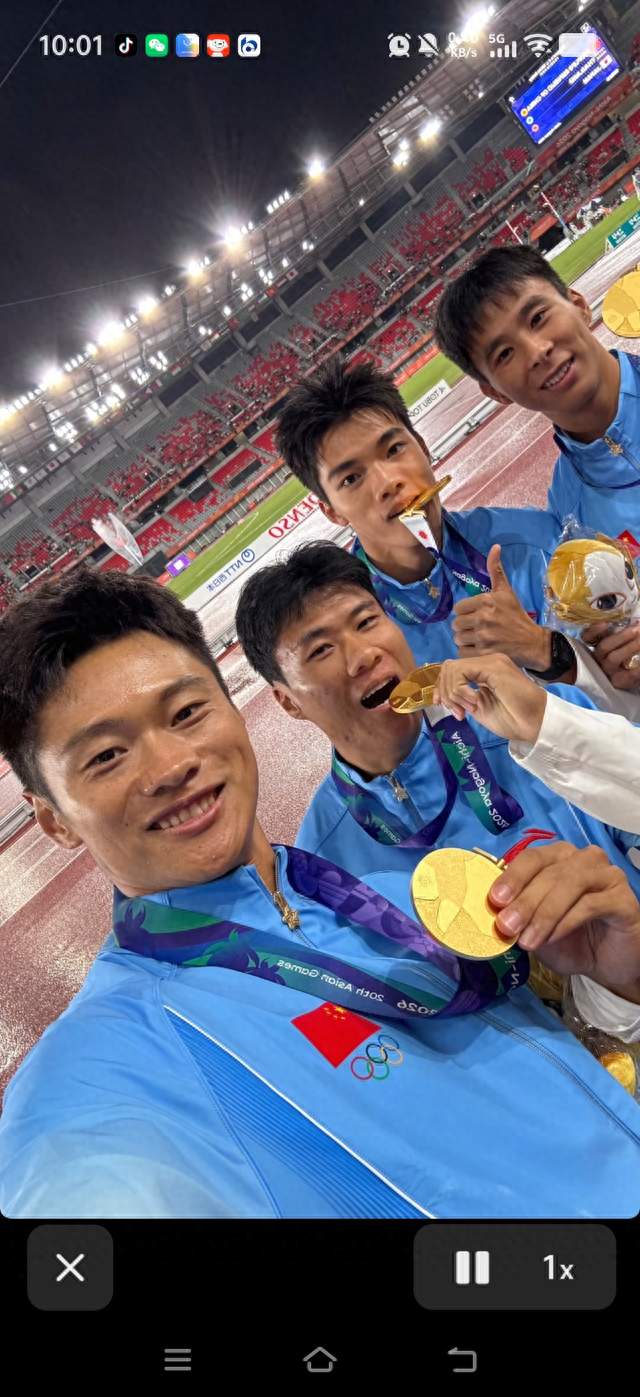 雨夜卫冕！中国男子4×100米接力第132金，谢震业率队守住亚洲王座